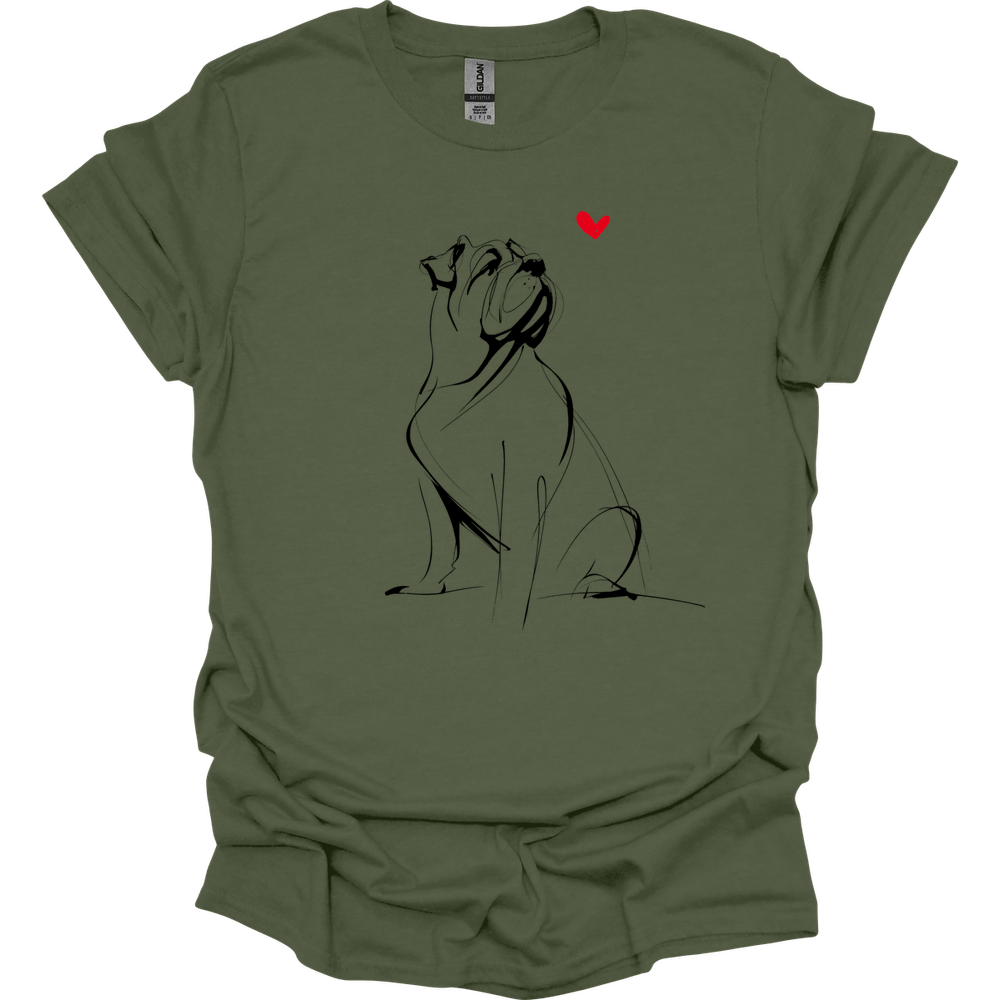 Mastiff - Sketch Dog T-Shirt - Military Green