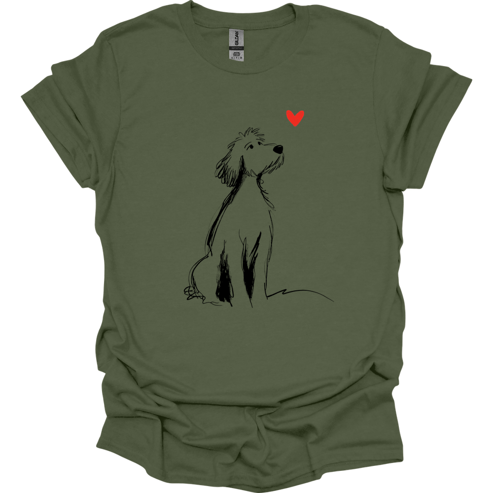 Golden Doodle - Sketch Dog T-Shirt - Military Green