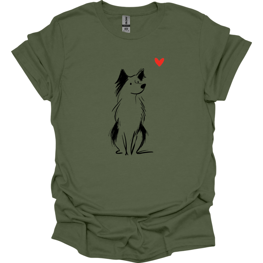 Australian Shepherd - Sketch Dog T-Shirt - Military Green