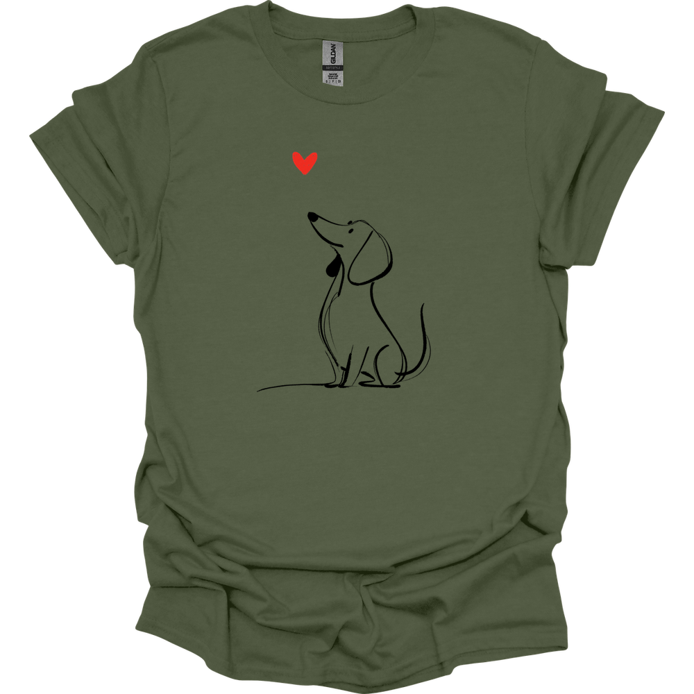 Dachshund - Sketch Dog T-Shirt - Military Green