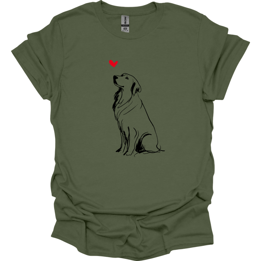 Golden Retriever - Sketch Dog T-Shirt - Military Green