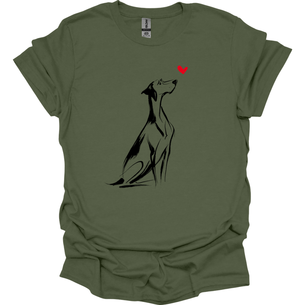 German Shorthaired Pointer - Sketch Dog T-Shirt - Military Green