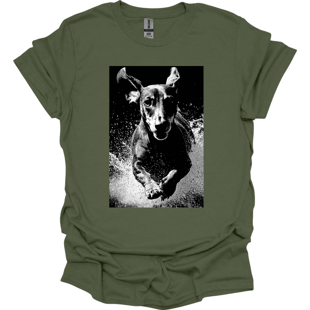 Dachshund - Puddle Dog T-Shirt - Military Green