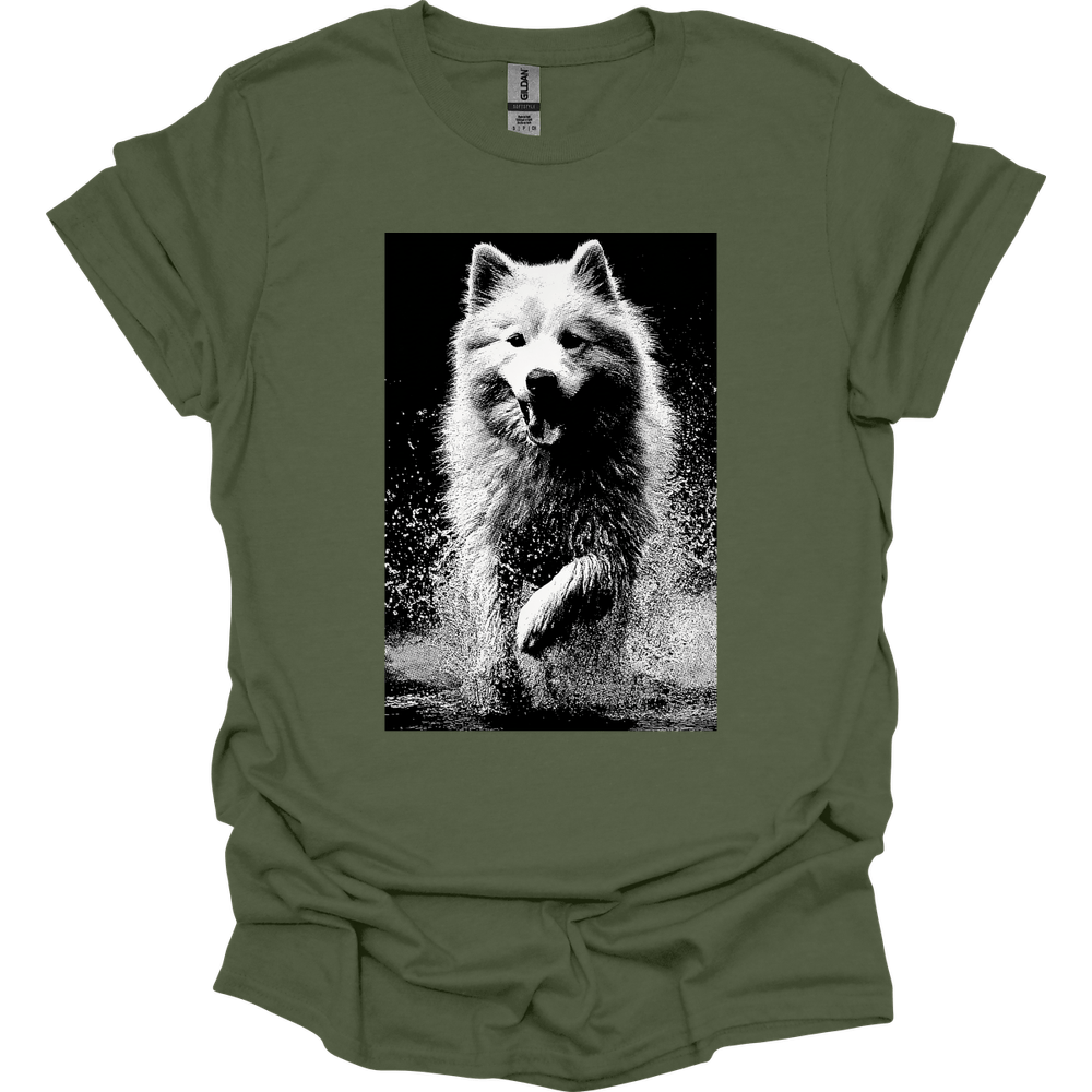 Samoyed - Puddle Dog T-Shirt - Military Green
