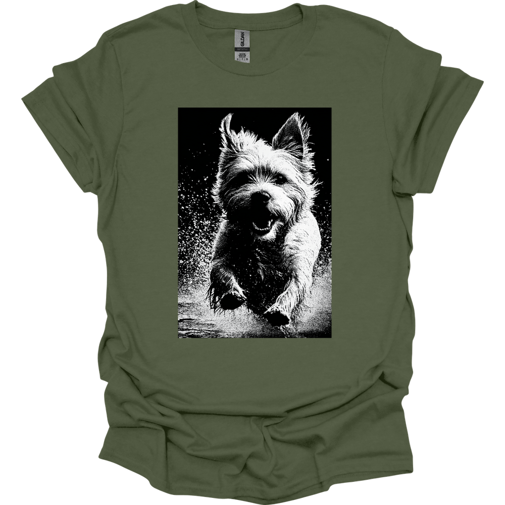 Yorkshire Terrier - Puddle Dog T-Shirt - Military Green