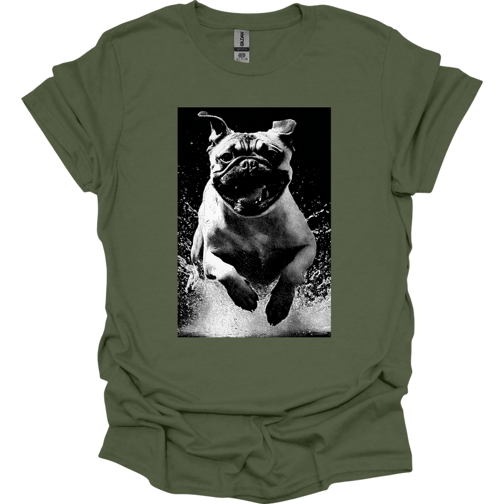 Pug - Puddle Dog T-Shirt - Military Green