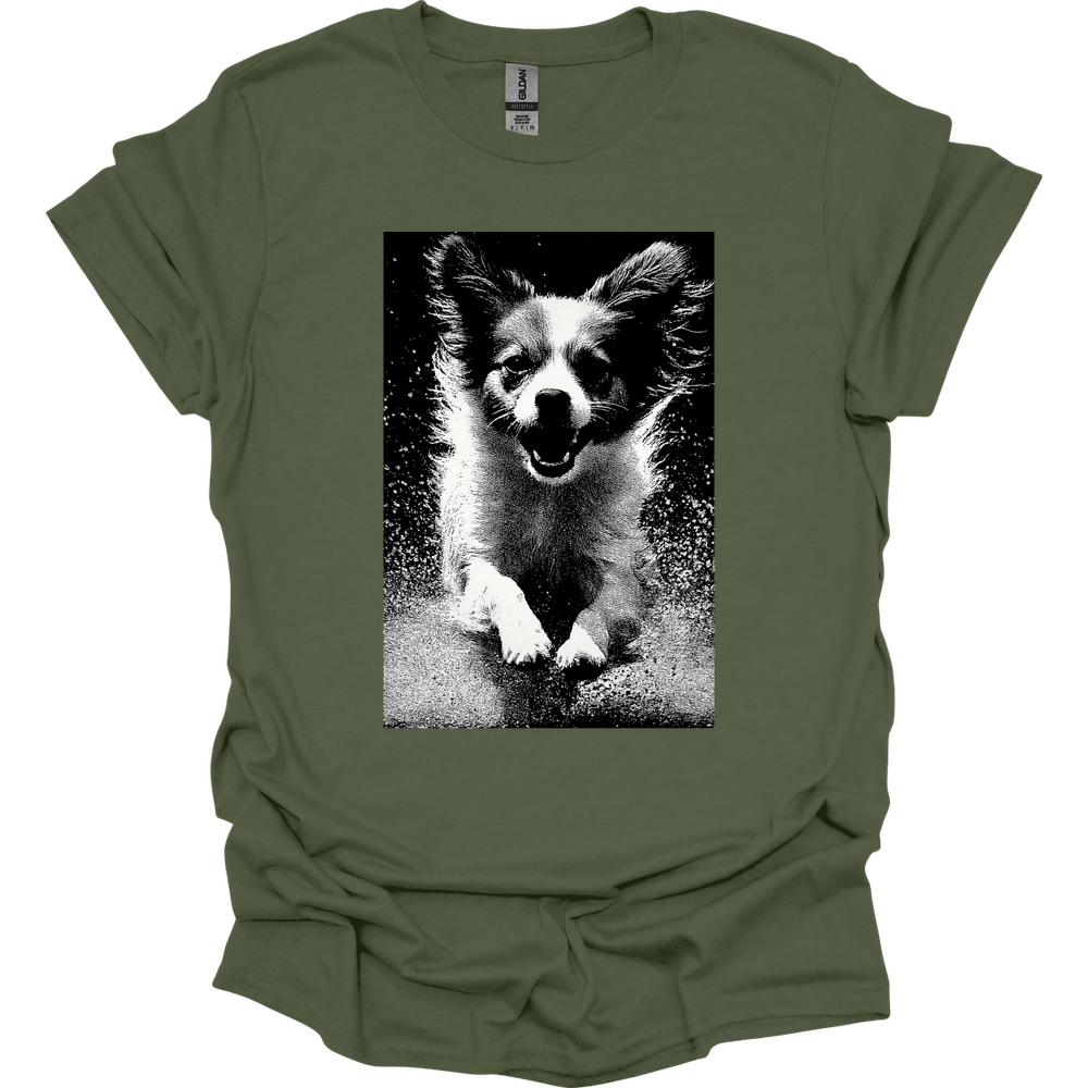 Papillon - Puddle Dog T-Shirt - Military Green
