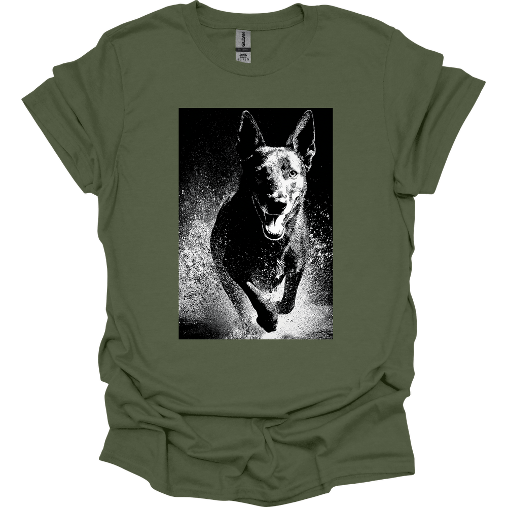 Dutch Shepherd - Puddle Dog T-Shirt - Military Green
