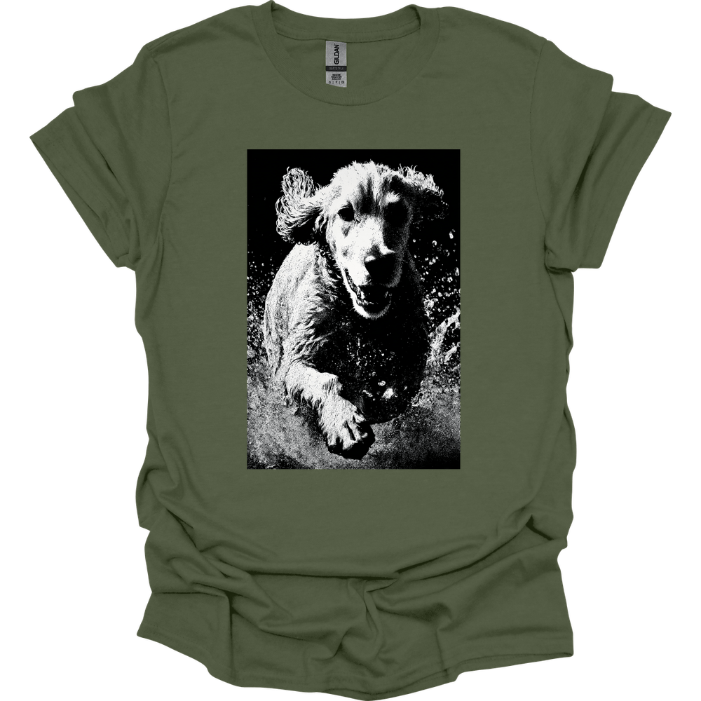 Cocker Spaniel - Puddle Dog T-Shirt - Military Green