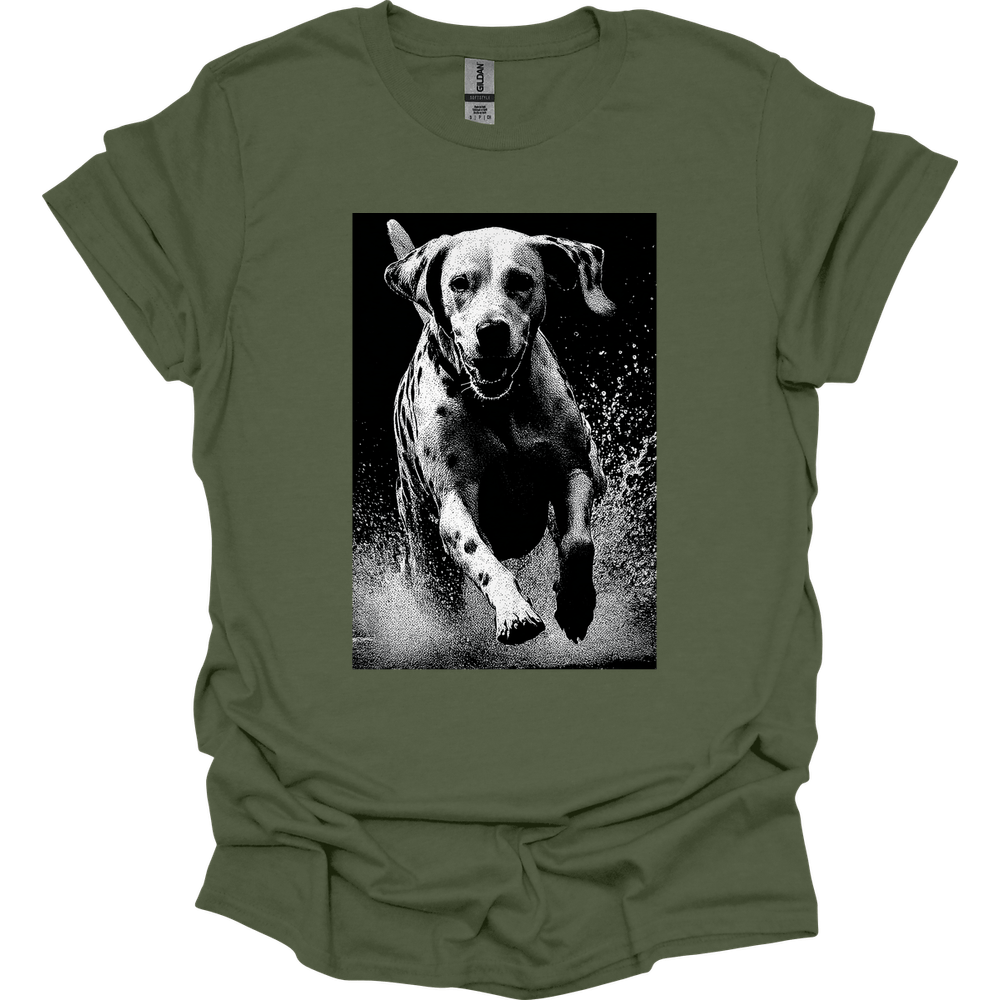 Dalmatian - Puddle Dog T-Shirt - Military Green