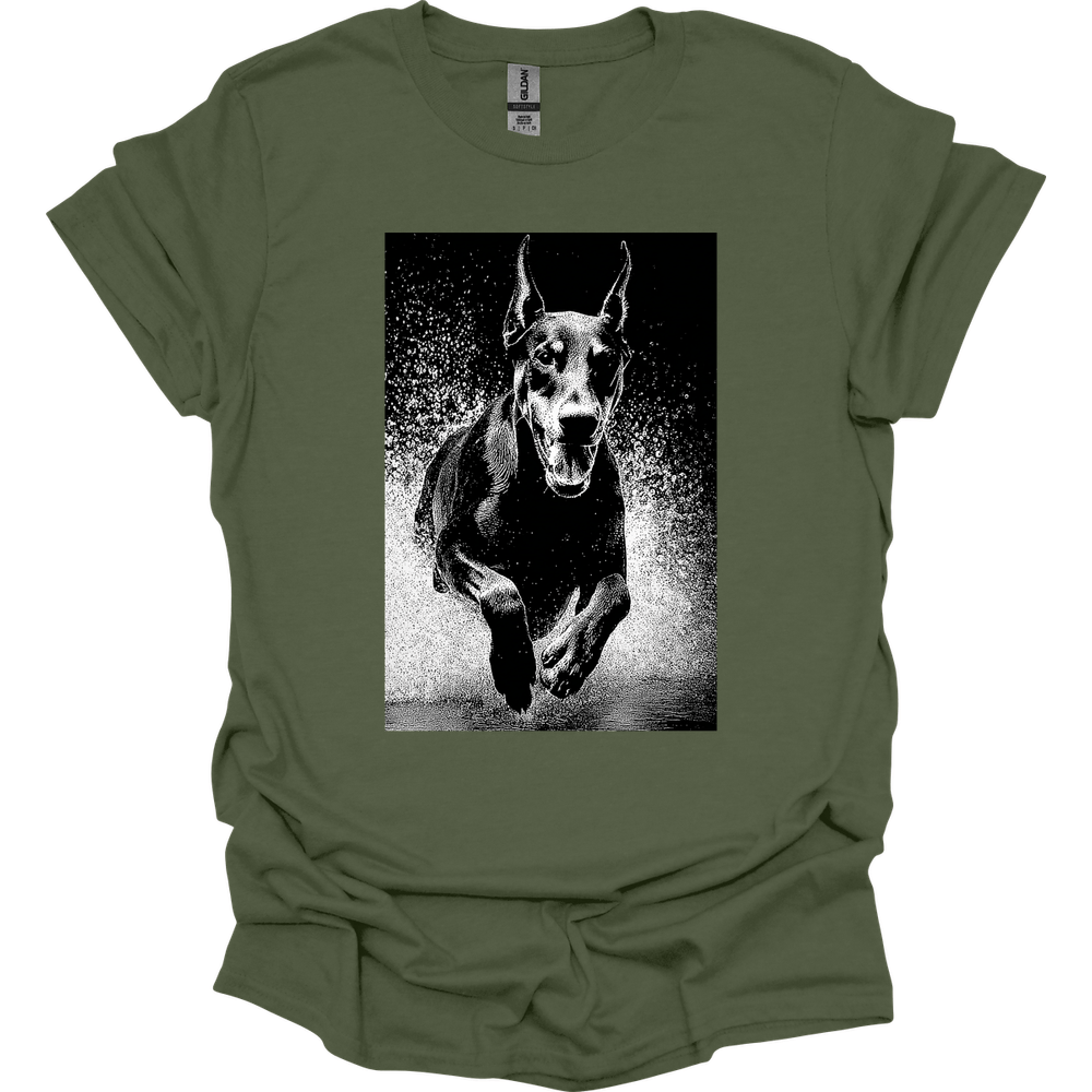 Doberman - Puddle Dog T-Shirt - Military Green