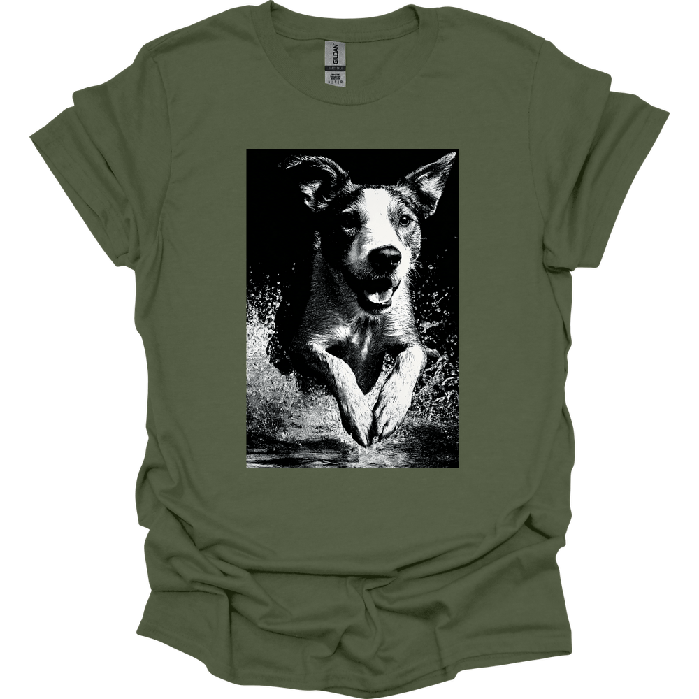 Brittany - Puddle Dog T-Shirt - Military Green