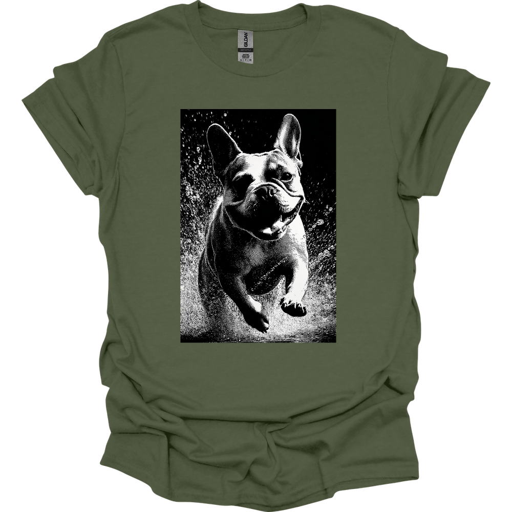 French Bulldog - Puddle Dog T-Shirt - Military Green