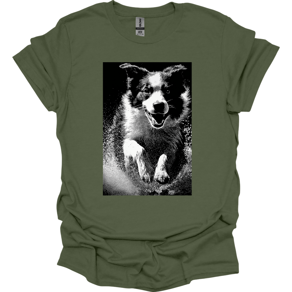 Australian Shepherd - Puddle Dog T-Shirt - Military Green