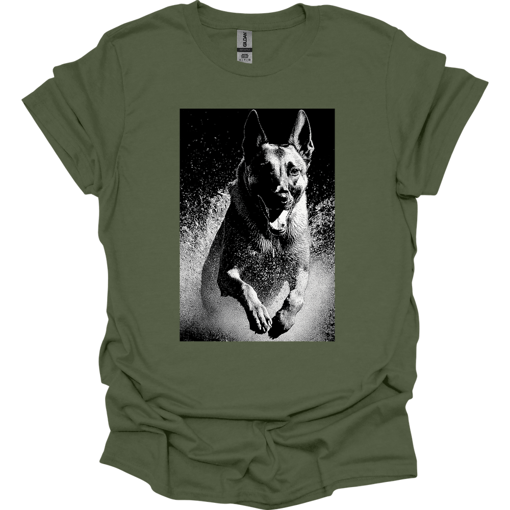Belgian Malinois - Puddle Dog T-Shirt - Military Green