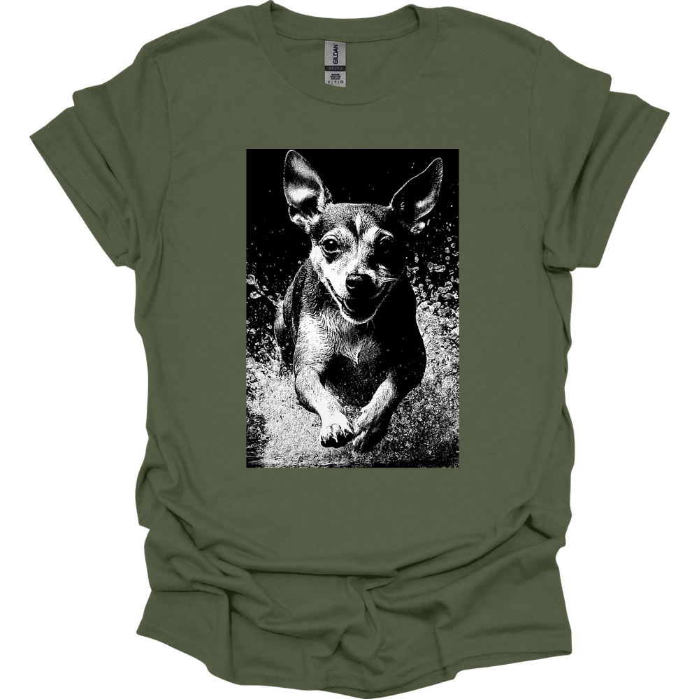 Chihuahua - Puddle Dog T-Shirt - Military Green