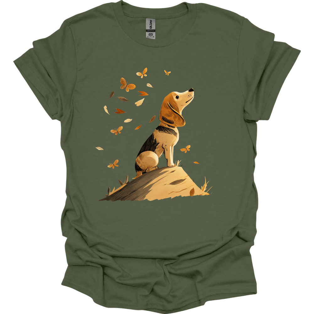 Beagle - Fall Dog T-Shirt - Military Green