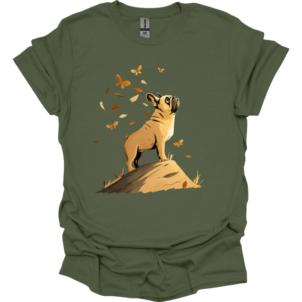 French Bulldog - Fall Dog T-Shirt - Military Green