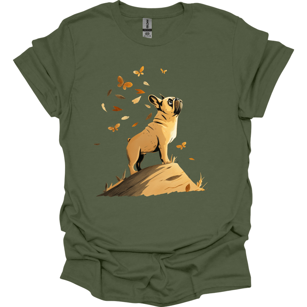 French Bulldog - Fall Dog T-Shirt - Military Green