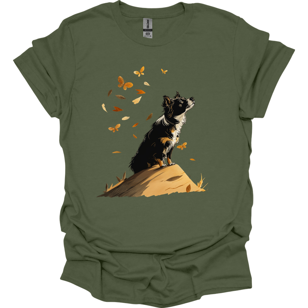 Miniature American Shepherd - Fall Dog T-Shirt - Military Green