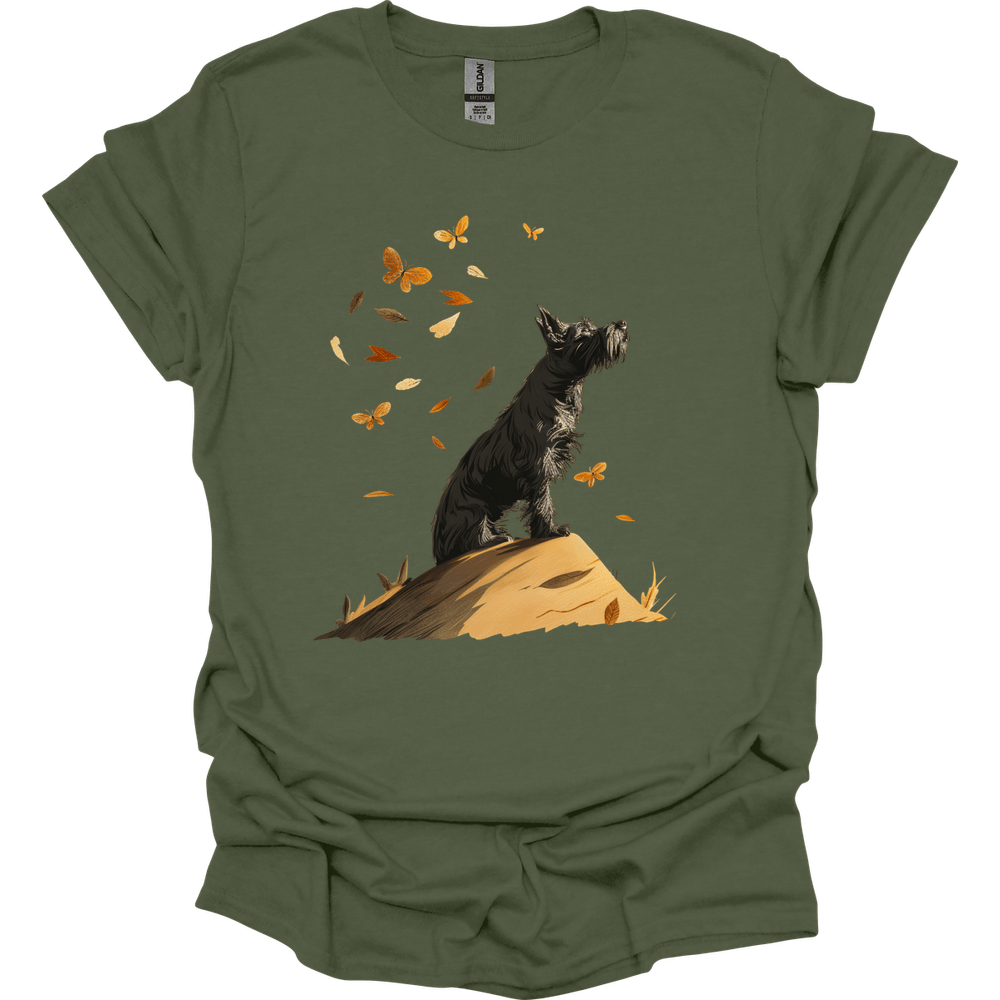 Kerry Blue Terrier - Fall Dog T-Shirt - Military Green