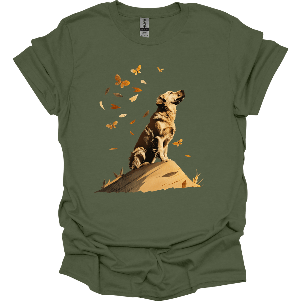 Golden Retriever - Fall Dog T-Shirt - Military Green