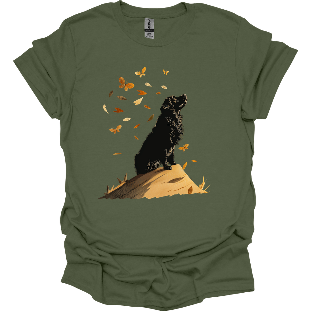 Newfoundland - Fall Dog T-Shirt - Military Green