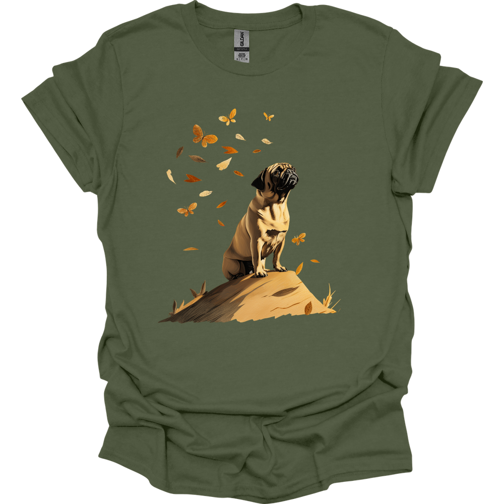Pug - Fall Dog T-Shirt - Military Green