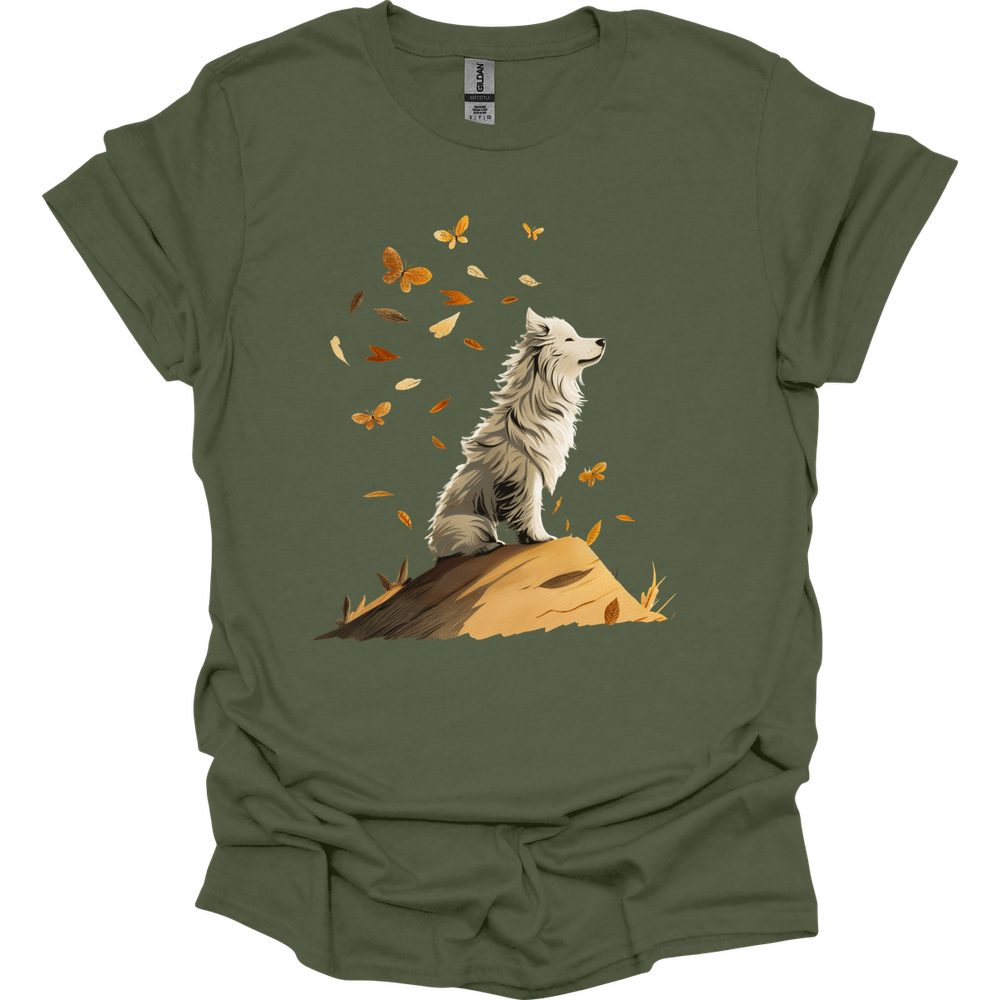 Samoyed - Fall Dog T-Shirt - Military Green