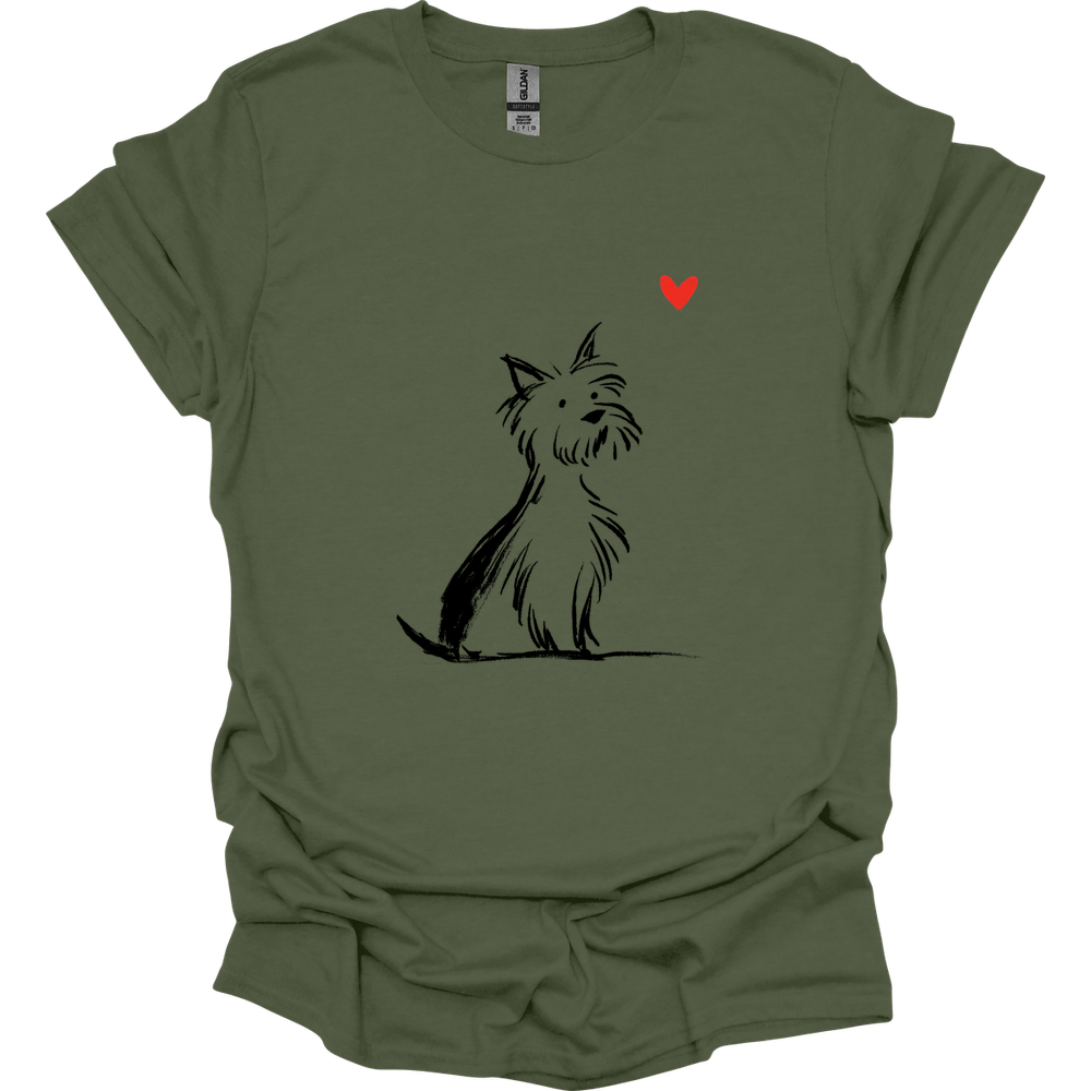 Yorkshire Terrier - Sketch Dog T-Shirt - Military Green