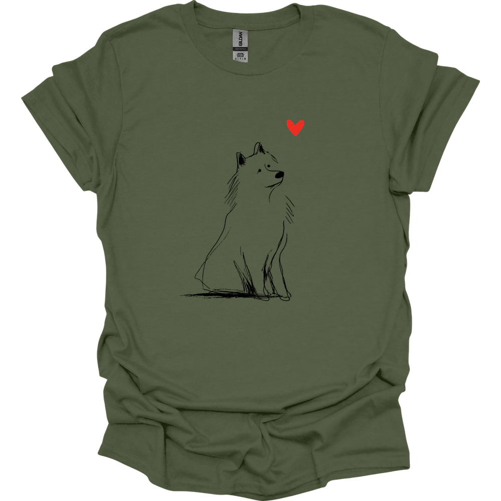 Samoyed - Sketch Dog T-Shirt - Military Green