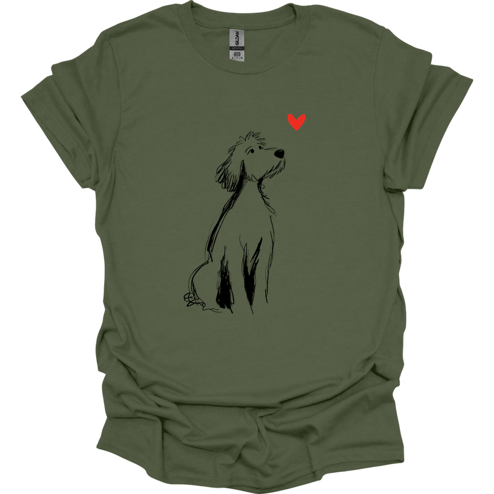 Golden Doodle - Sketch Dog T-Shirt - Military Green