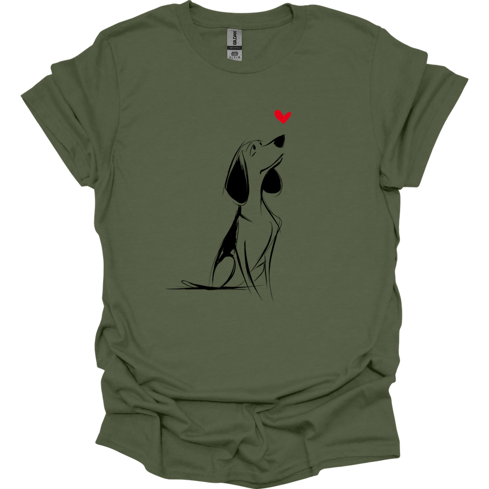 Beagle - Sketch Dog T-Shirt - Military Green
