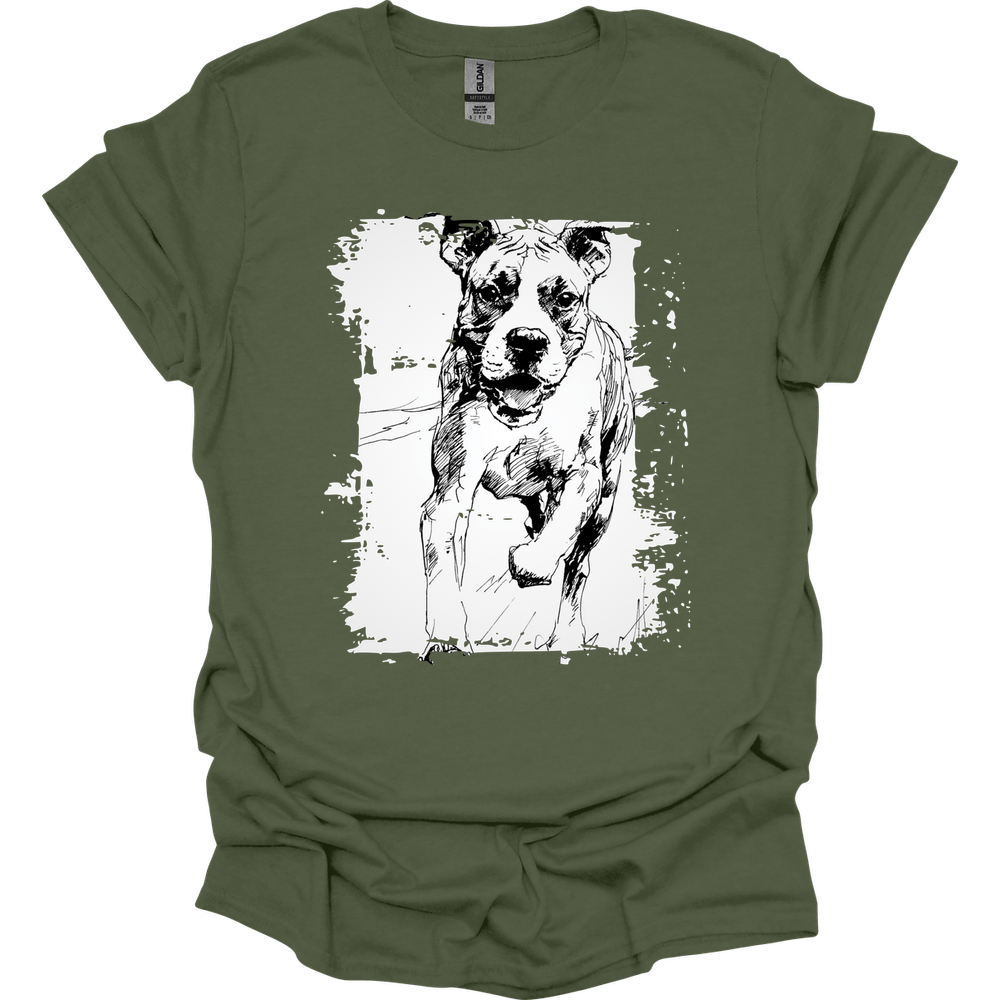 Boxer - Running Dog T-Shirt - Military Green