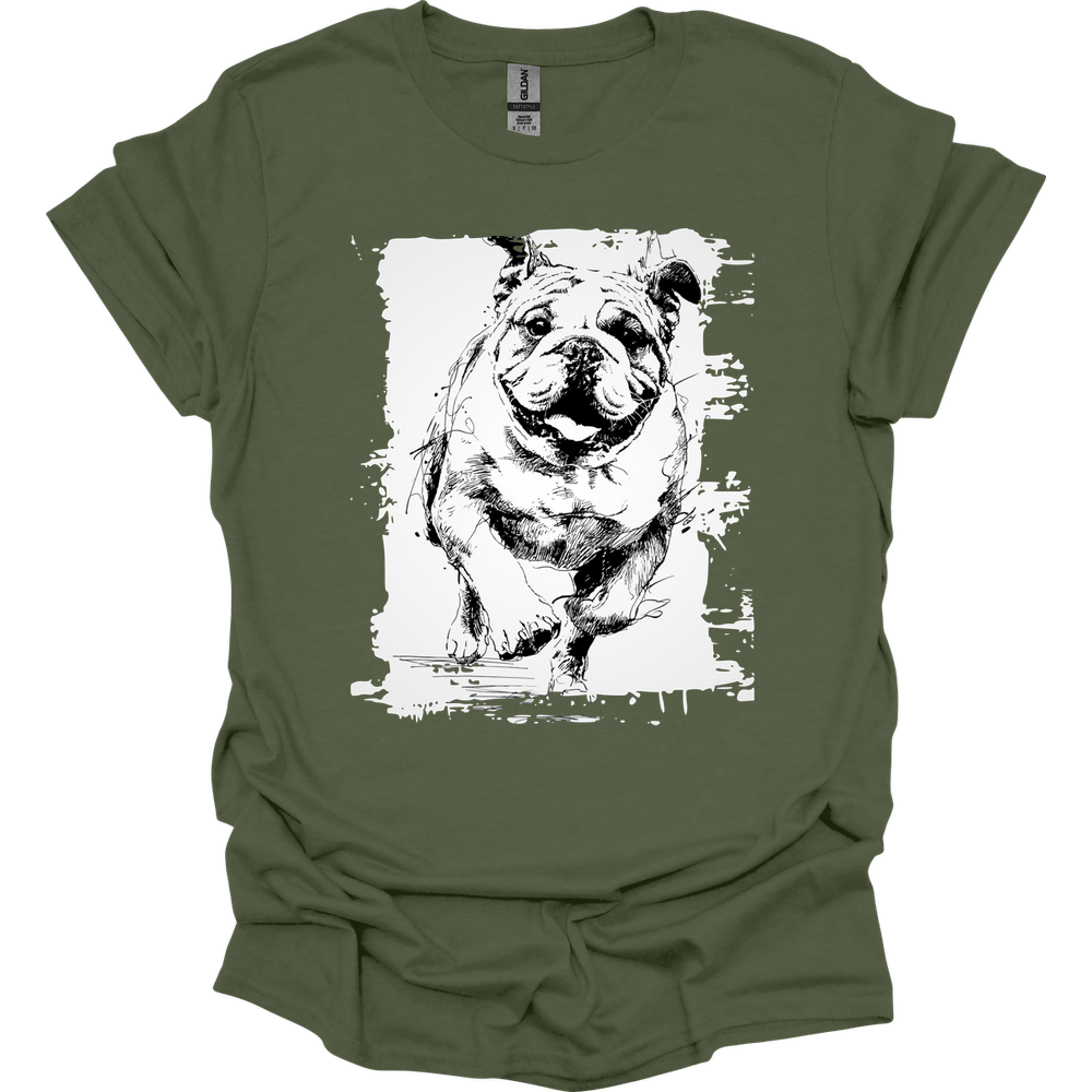Bulldog - Running Dog T-Shirt - Military Green