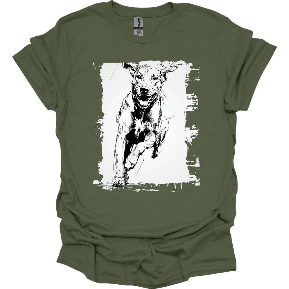 Rhodesian Ridgeback - Running Dog T-Shirt - Military Green