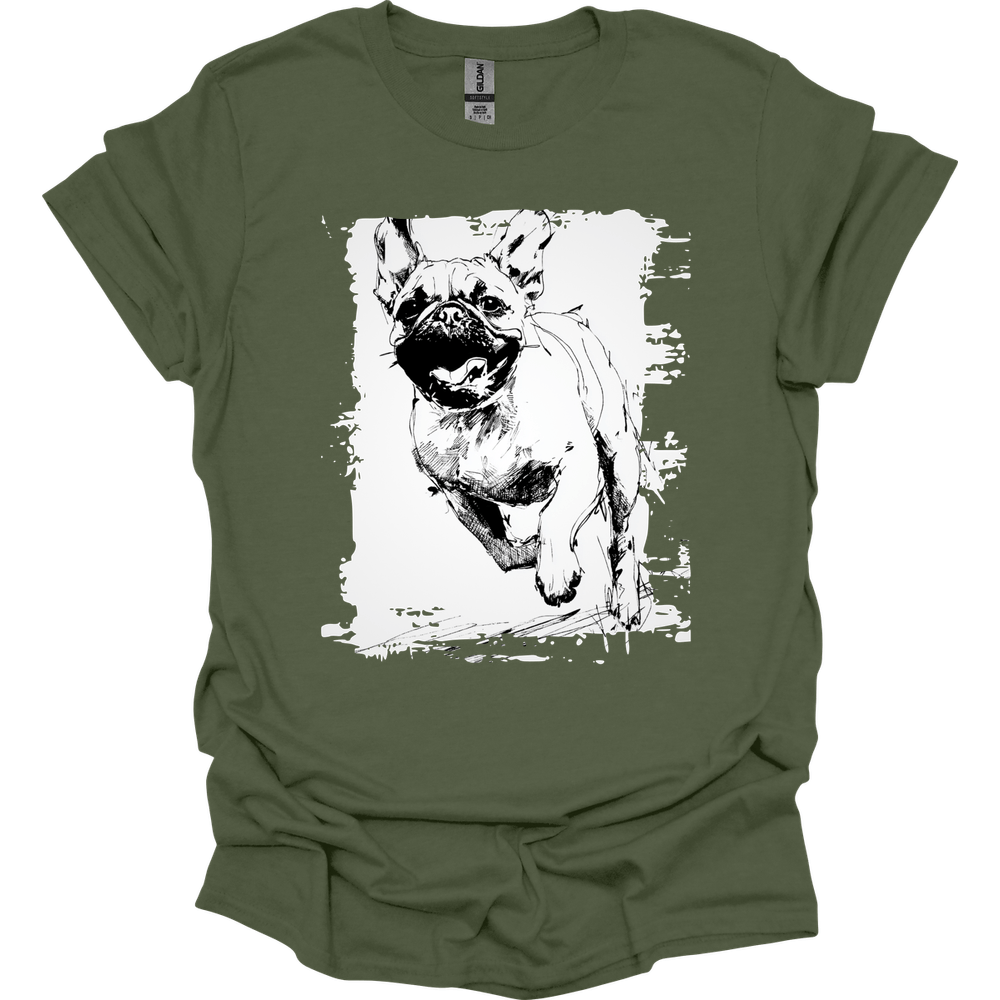 Pug - Running Dog T-Shirt - Military Green