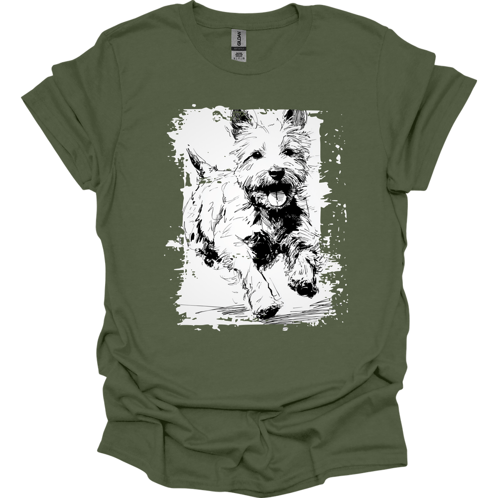 West Hightland White Terrier - Running Dog T-Shirt - Military Green