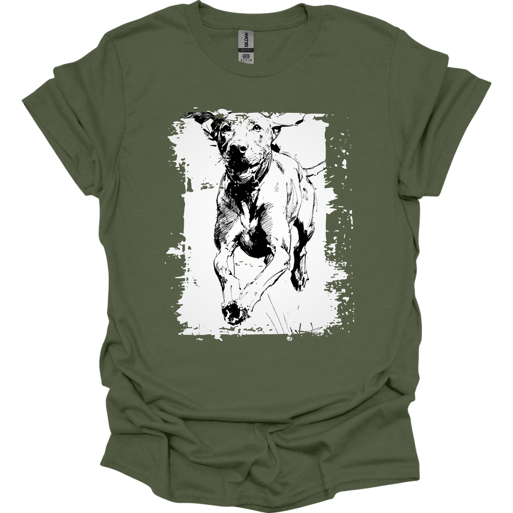 Vizsla - Running Dog T-Shirt - Military Green