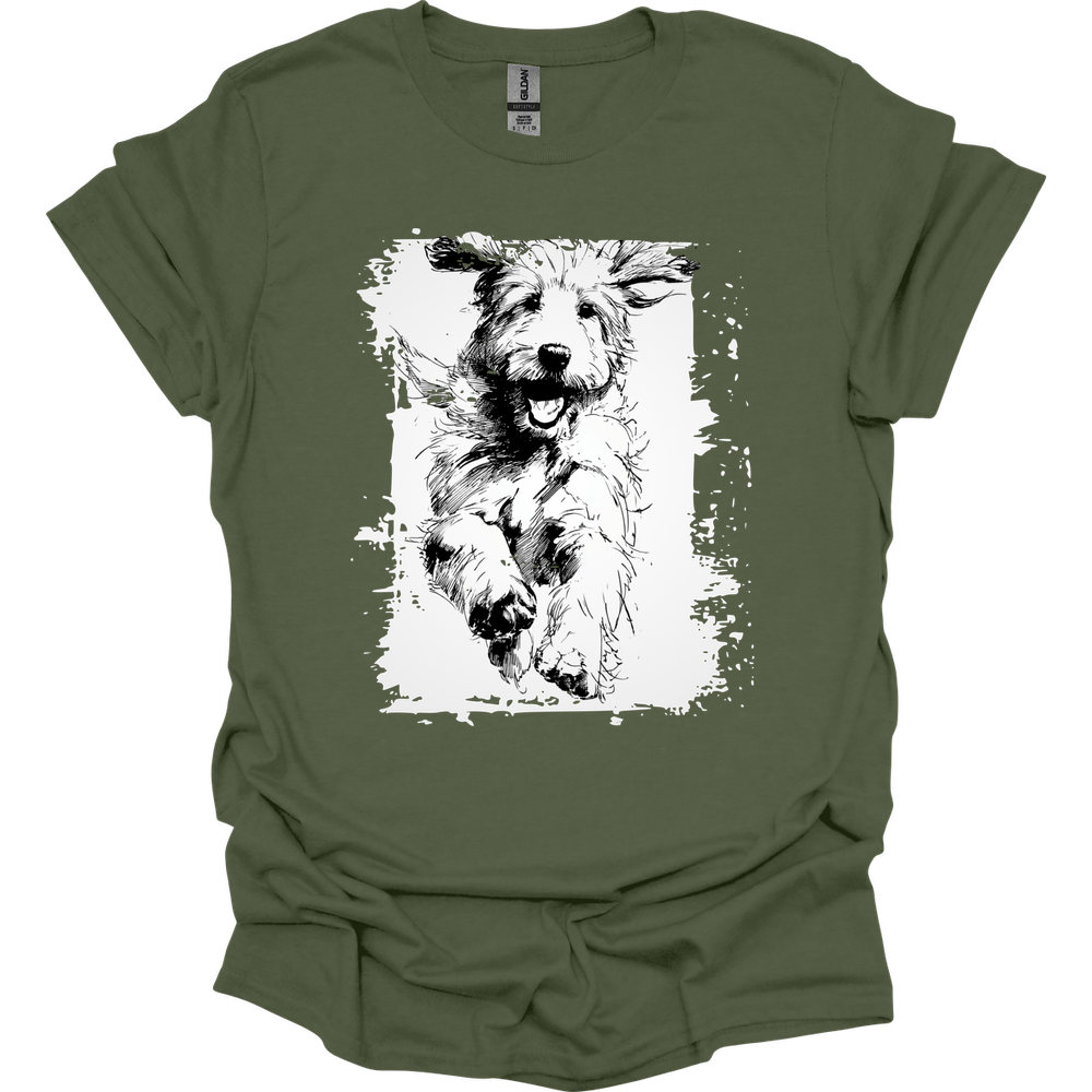 Golden Doodle - Running Dog T-Shirt - Military Green