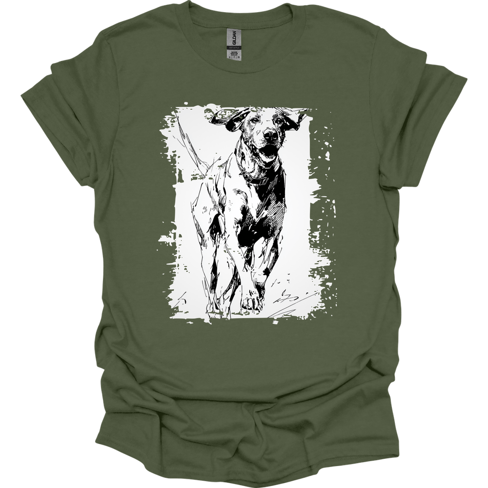 German Shorthaired Pointer - Running Dog T-Shirt - Military Green