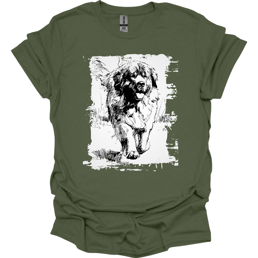 Newfoundland - Running Dog T-Shirt - Military Green