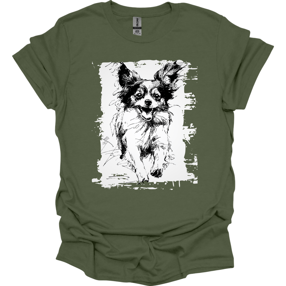 Papillon - Running Dog T-Shirt - Military Green