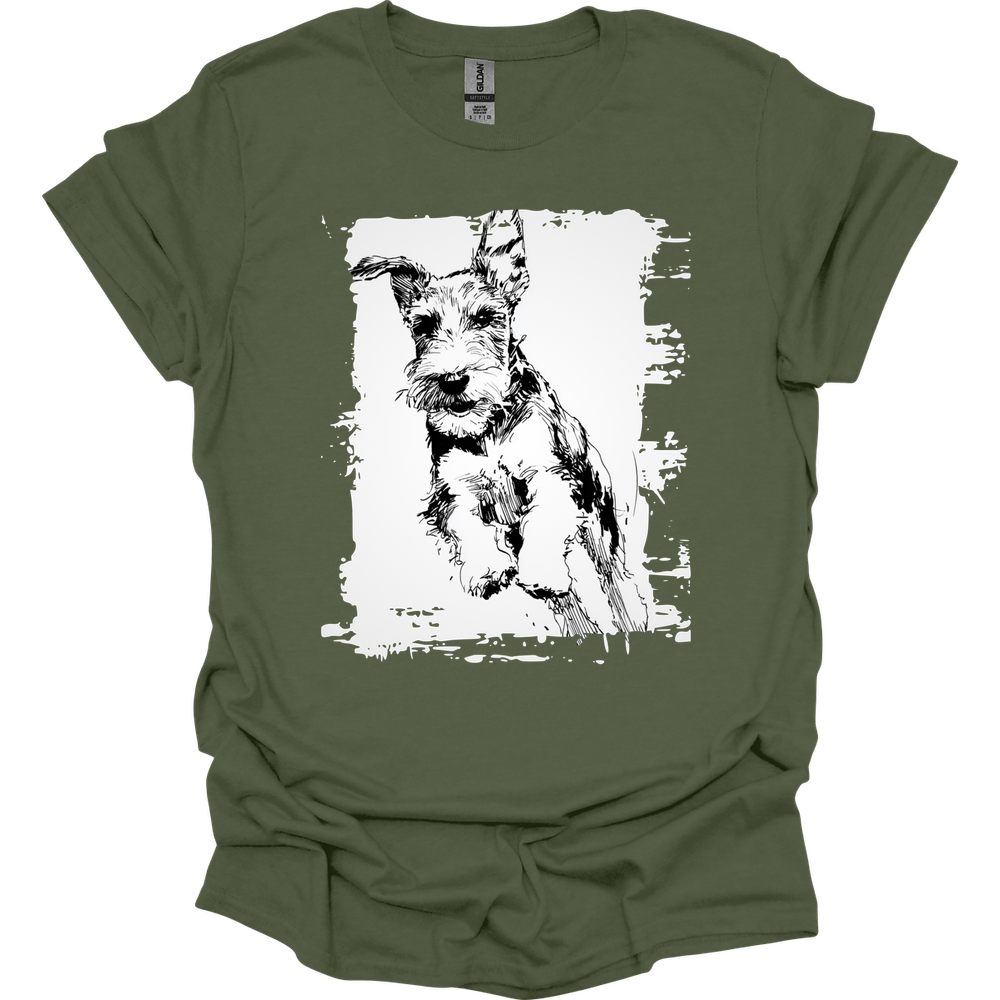 Kerry Blue Terrier - Running Dog T-Shirt - Military Green
