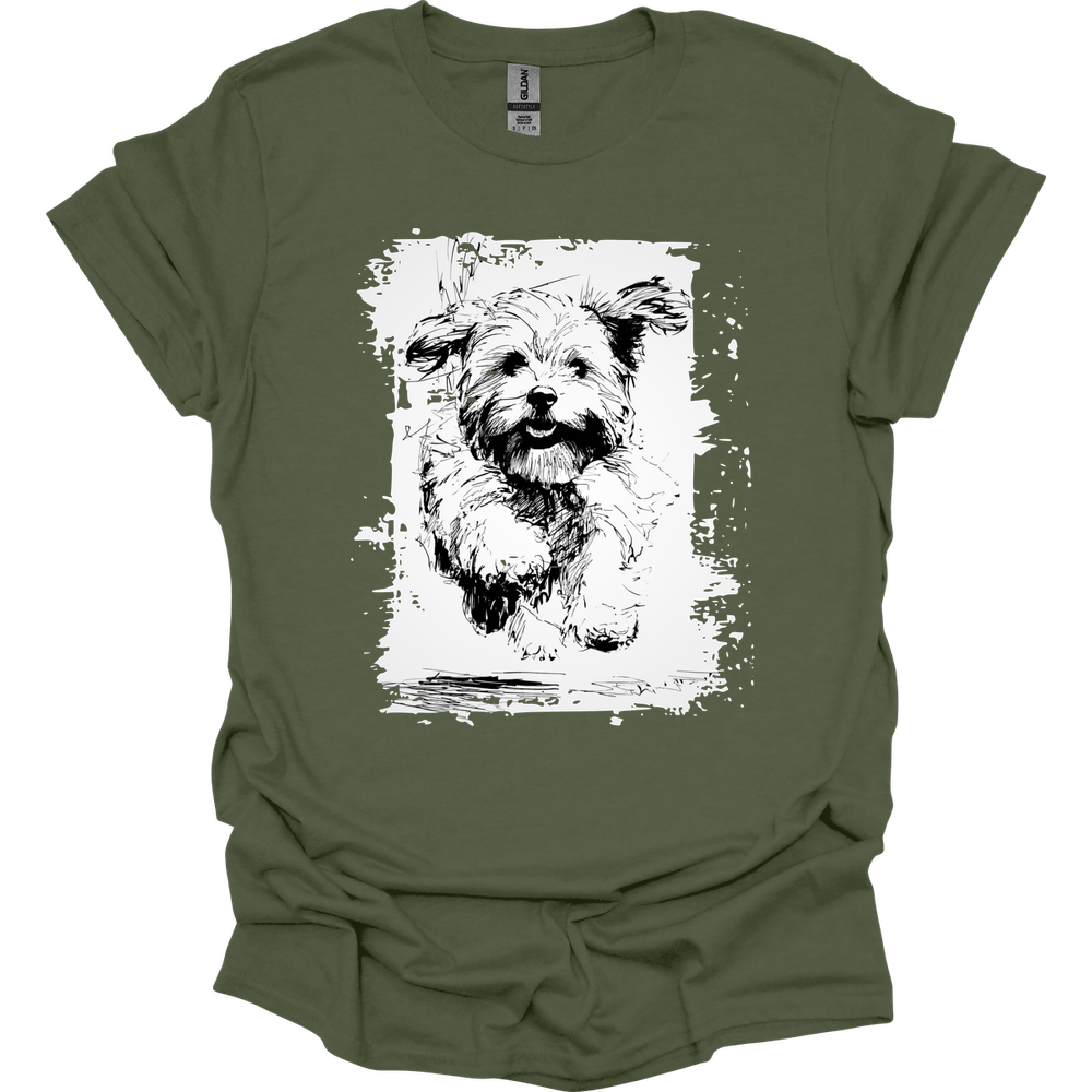Havanese - Running Dog T-Shirt - Military Green