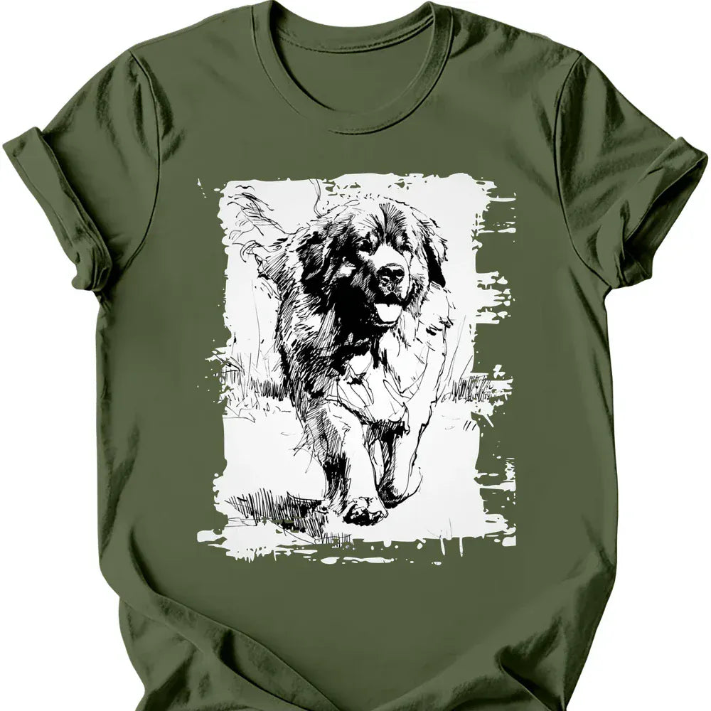 Newfoundland - Running Dog T-Shirt - Military Green