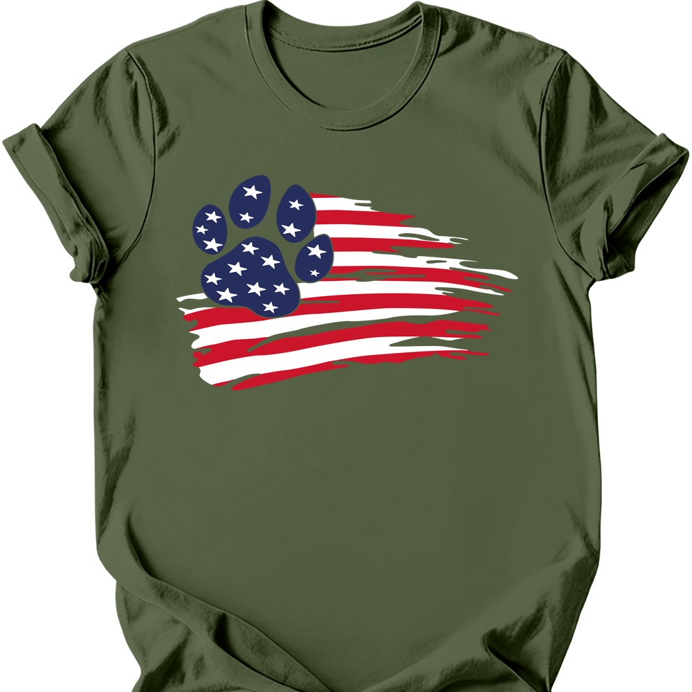 Paws and Stripes T-Shirt - Military Green