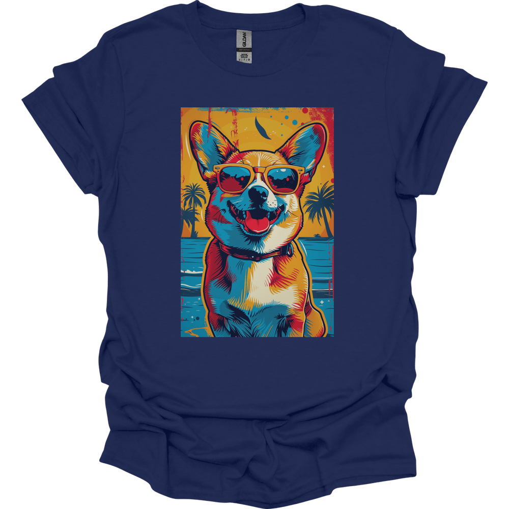 Pembroke Welsh Corgi - Summer Dog T-Shirt - Navy