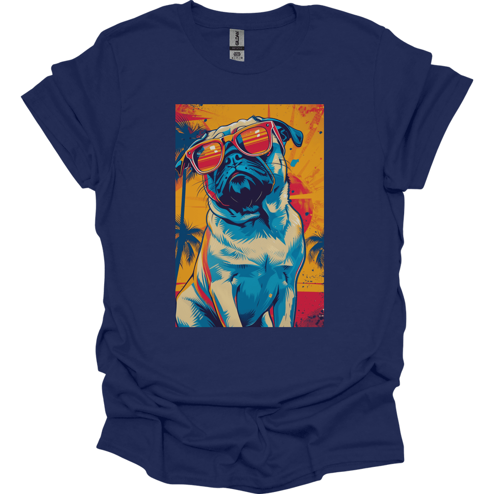 Pug - Summer Dog T-Shirt - Navy