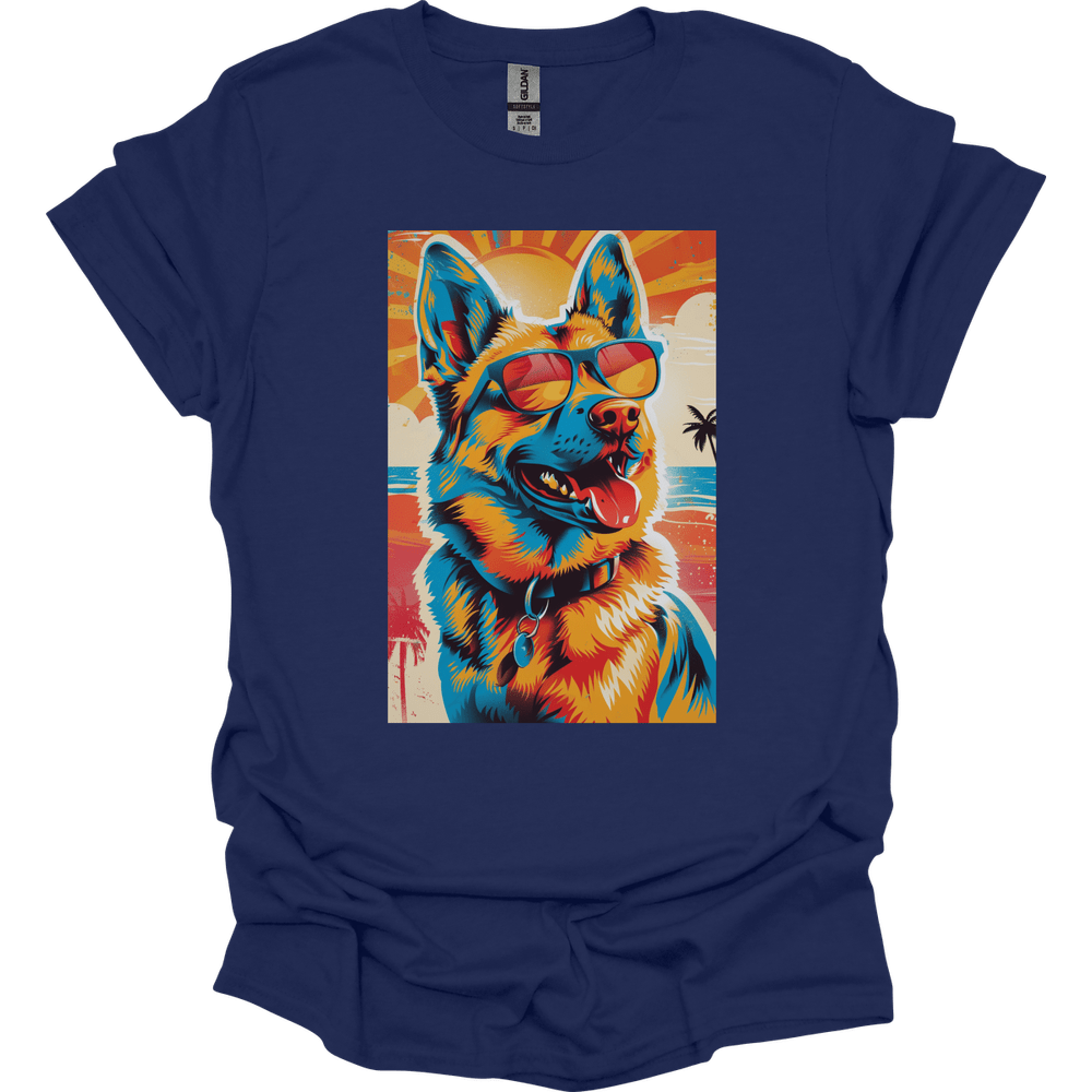 German Shepherd - Summer Dog T-Shirt - Navy